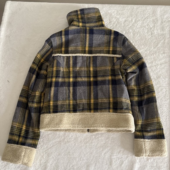 Urban Outfitters Plaid Wool Blend Sherpa Jacket Zip Front BDG UO - Picture 6 of 9